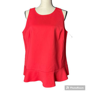 NEW J. Crew Women's Blouse in Reddish Orange Sleeveless Ruffle at Hem Size 12